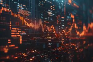 Dynamic financial market data visualization at night photo