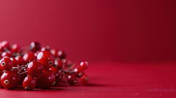 A Cluster of Red Berries on a Vibrant Crimson Background photo