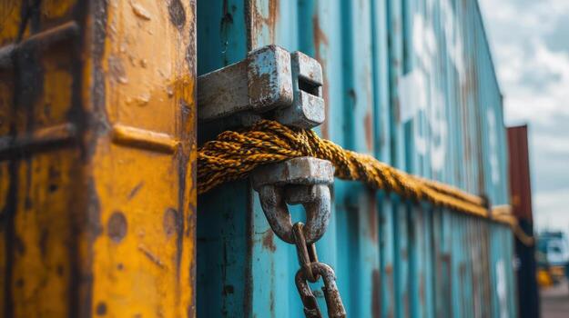 Securing cargo with a ratchet tie-down strap for stable transport. photo