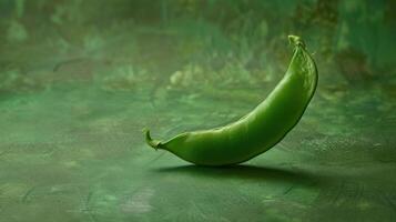 A Single Pea Pod Resting on a Green Surface photo