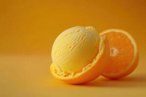 Delightful orange ice cream in a vibrant setting photo