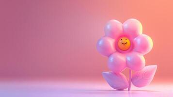 A Pink Flower Smiles in a Dreamy Studio Setting photo