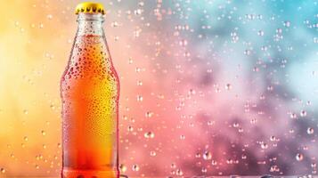 A Glass Bottle Of Refreshment On A Rainy Day photo