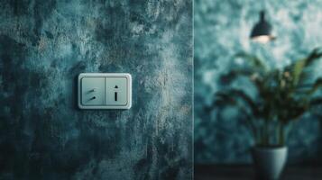 a light switch and electrical socket on a textured background. photo
