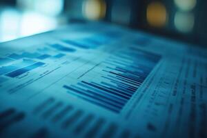 Data analysis report displayed under ambient light photo
