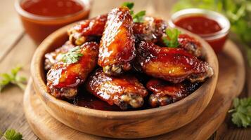 Savory chicken wings with a delectable glaze. photo