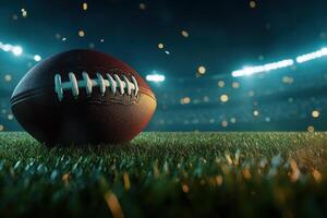 Exciting night game with a football on the field photo