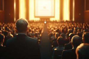 Engaging audience at a grand auditorium event photo