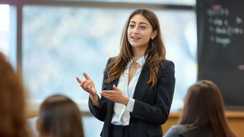 A Passionate Presentation During a Bright Day in a Modern Classroom photo