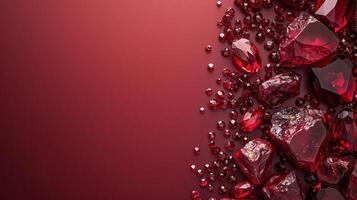 A Symphony of Crimson Rubies Scattered on a Deep Red Canvas photo