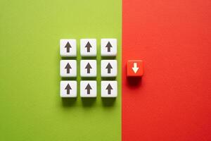 Follow the opposite opinion from the majority. Choose unpopular decisions and strategies. Go backwards. Question public opinion. To do in spite of everything. photo