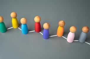 Connection between people. People connected by lines. Community and Social Networks. Collaborations and Partnerships. Teamwork and Cooperation. Cultural Exchange. Share knowledge. Social bonds photo