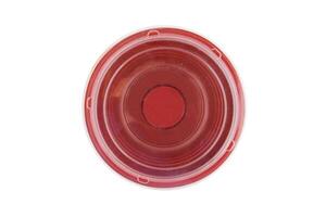 closed Black and Red plastic plate for food and salad isolated on white background photo