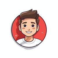 A cartoon avatar of a man with a red circle vector