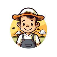 A cartoon farmer with a hat and overalls vector