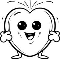 Heart with eyes and hands coloring page vector