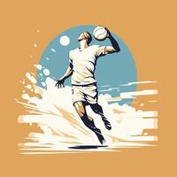 A man is jumping to catch a ball in the air vector