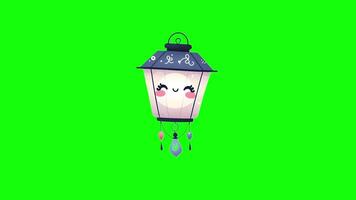 Cute Flat Lanterns with Smiling Faces Floating Happily video