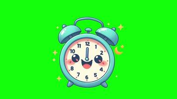 Cute Flat Clock with Happy Expression Showing Midnight video