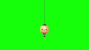 Cute Flat Lanterns with Smiling Faces Floating Happily video