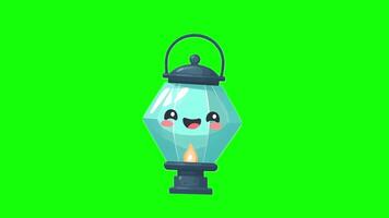 Cute Flat Lanterns with Smiling Faces Floating Happily video