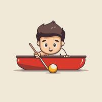 A cartoon boy in a red boat with a billiards ball vector