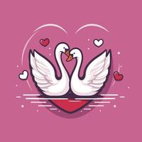 Two swans are making love in the shape of a heart vector