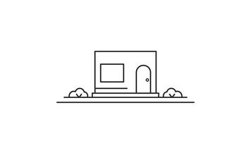 store building line art animation 2D for business concept , minimalist architecture animated footage motion graphic illustration design video