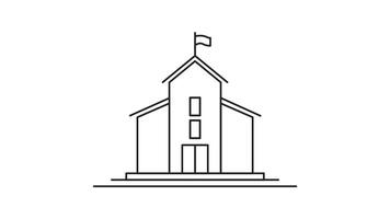 school or campus building line art animation 2D for Learning Activities concept , minimalist architecture animated footage motion graphic illustration design video