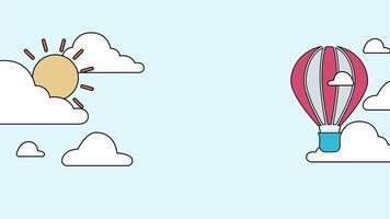 Background animation of sky in the noon with sun and clouds suitable for student and kids video