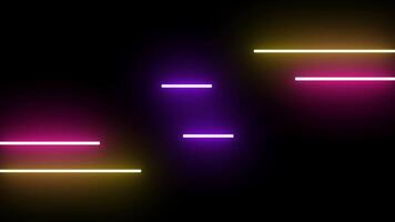 Glowing laser neon disco light style retro 90s party on dark background. video