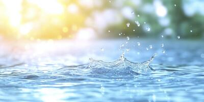 Sunlight affects on an abstract ripple surface of white water. Summer texture background with blurry transparency and shine. photo