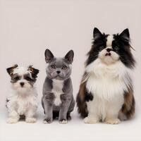 Four pets in a row, each with distinct features For Social Media Post Size photo