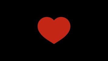 Animation of white heart outline icon transformation into a red filled heart. Transparent background with alpha channel. Post like on instagram. Click on the heart. video