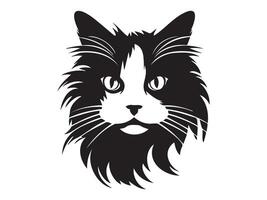 A black and white cat head on a white background vector