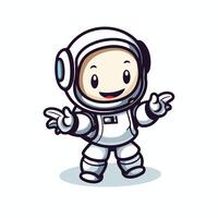 Cartoon astronaut with hands up and pointing vector