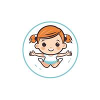 A cartoon girl jumping in the air vector