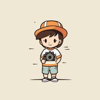 A cartoon boy with a camera vector