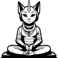 An egyptian cat in a lotus position vector