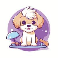 A cartoon dog sitting on a skateboard with a tool vector