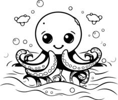 An octopus coloring page with bubbles and bubbles vector
