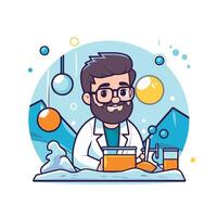 A man in a lab coat is working on a project vector
