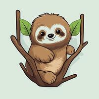 A cartoon sloth sitting on a branch vector