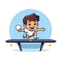 A cartoon boy playing ping pong on a table vector