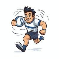 A cartoon rugby player running with a ball vector