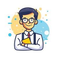 A man in glasses and tie with a folder vector