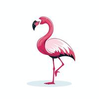 Flamingo standing on one leg, pink and white vector