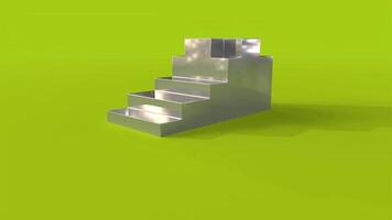 a 3d rendering of a metal staircase on a green background video