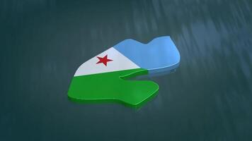3D map of Djibouti moving on a blue textured floor. The country's area features the Djibouti flag texture with a luma matte effect. 3d rendering video