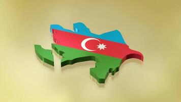 A 3D rotating map of Azerbaijan on a yellow background. The country's borders are illustrated with the Azerbaijan flag texture, using a luma matte effect video